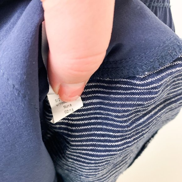 Athleta Bail Linen Ankle Pants Navy Blue Striped Joggers 6 - Picture 7 of 7